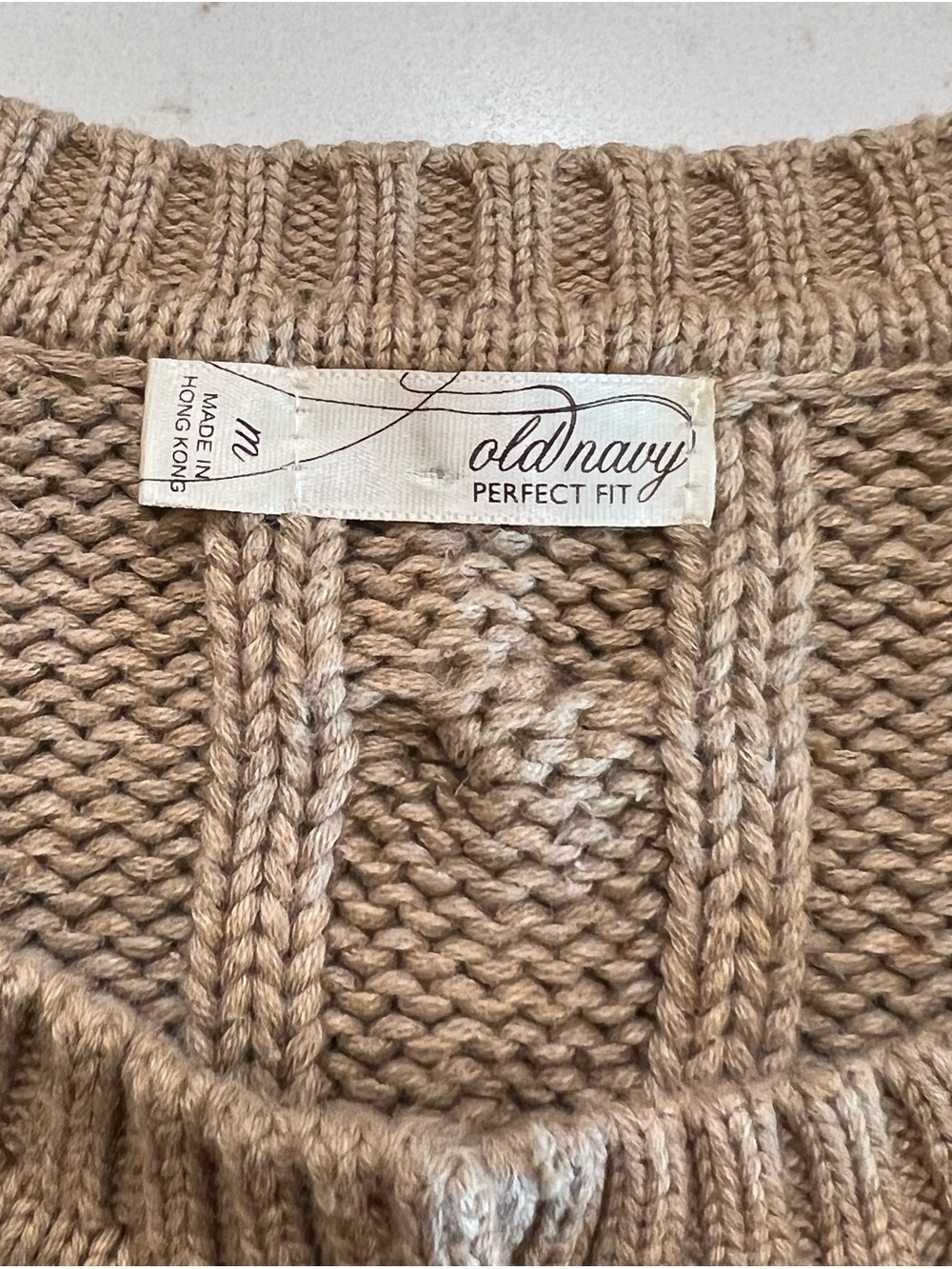 Old Navy Cable Knit Button Front Cardigan Sweater Tan M - Picture 4 of 7